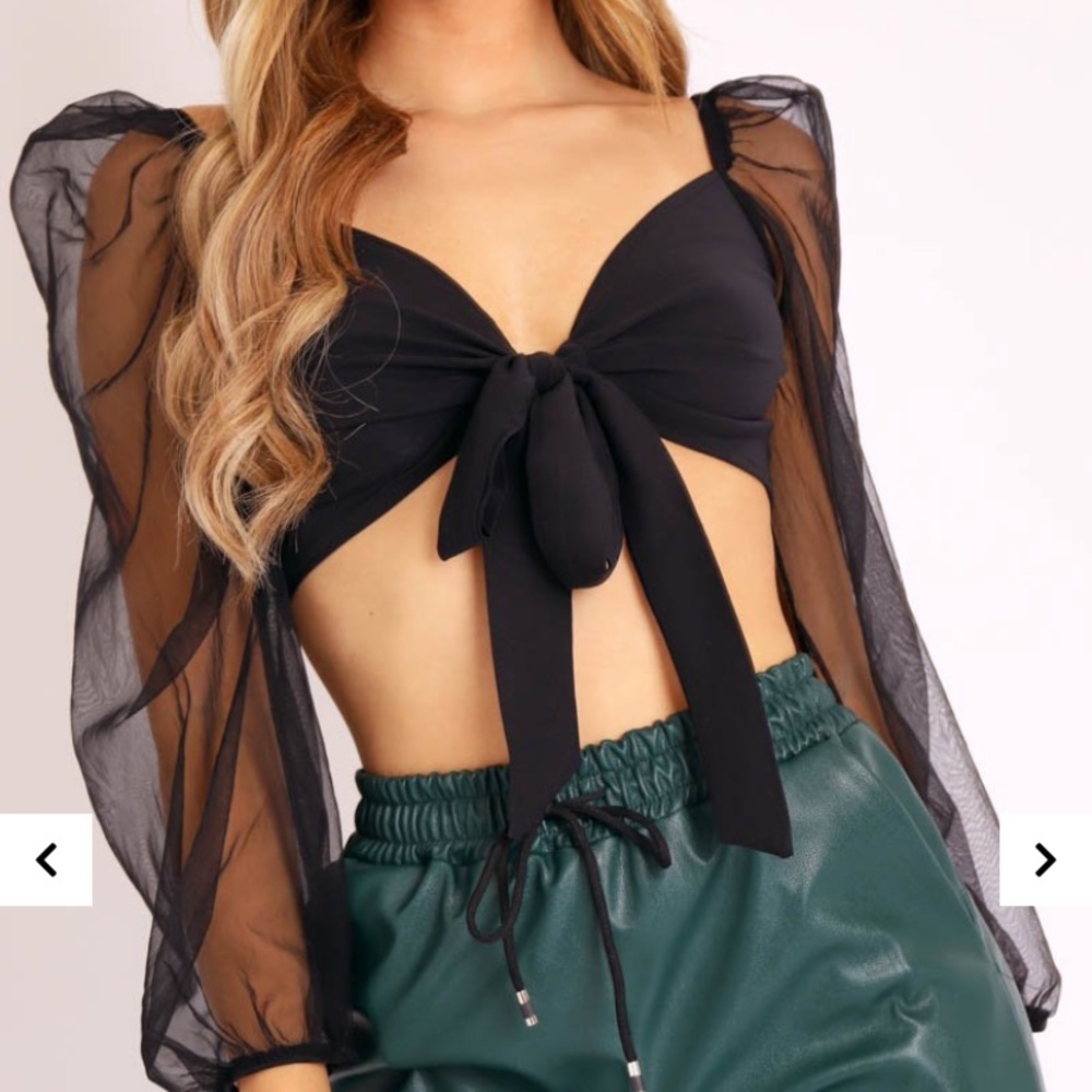 Rebellious Fashion Long sleeve mesh crop top